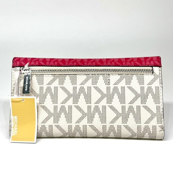 Michael Kors Large Jet Set Travel Logo Trifold Wallet - Dark Raspberry Multi - Picture 5 of 7